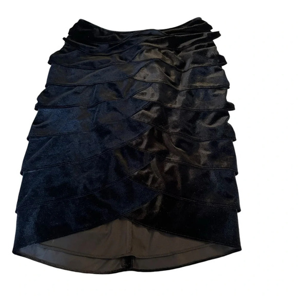 ADRIANNA PAPELL EVENING ESSENTIALS black velvet pencil women skirt sz 4P - Picture 1 of 4